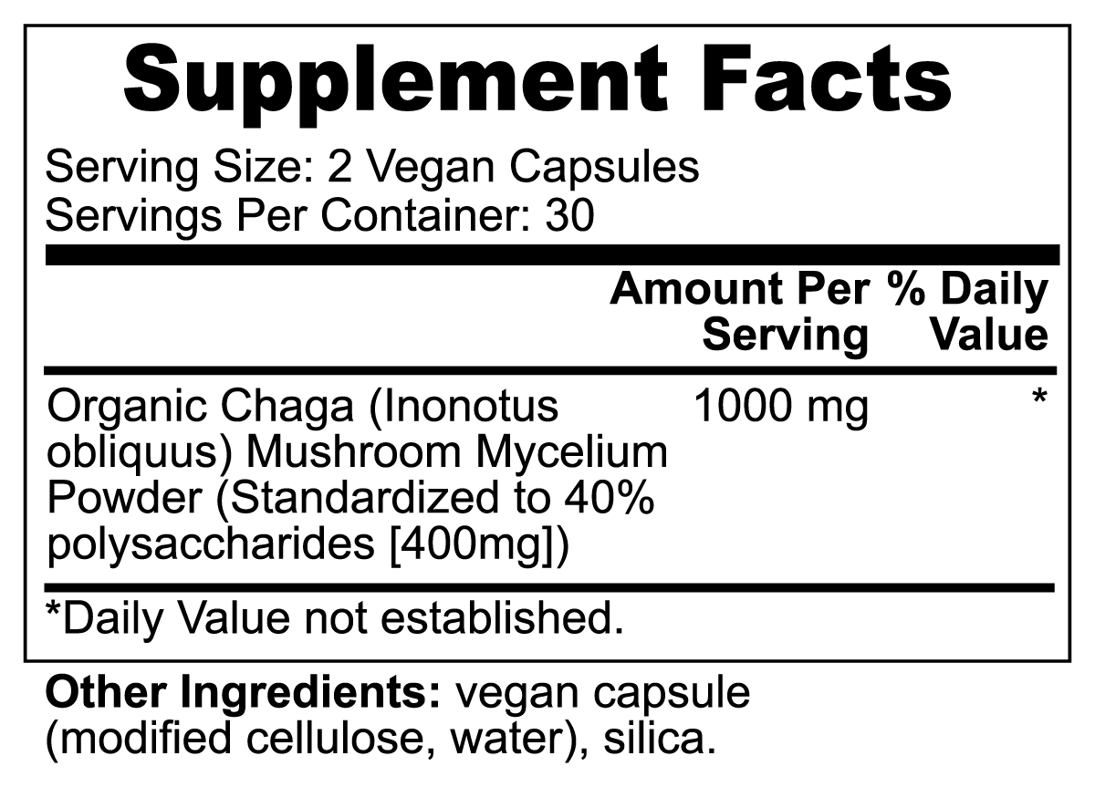 Chaga Organic Mushroom Extract Capsules
