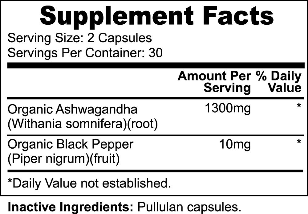 Ashwagandha & Black Pepper Organic Natural Extract Blend